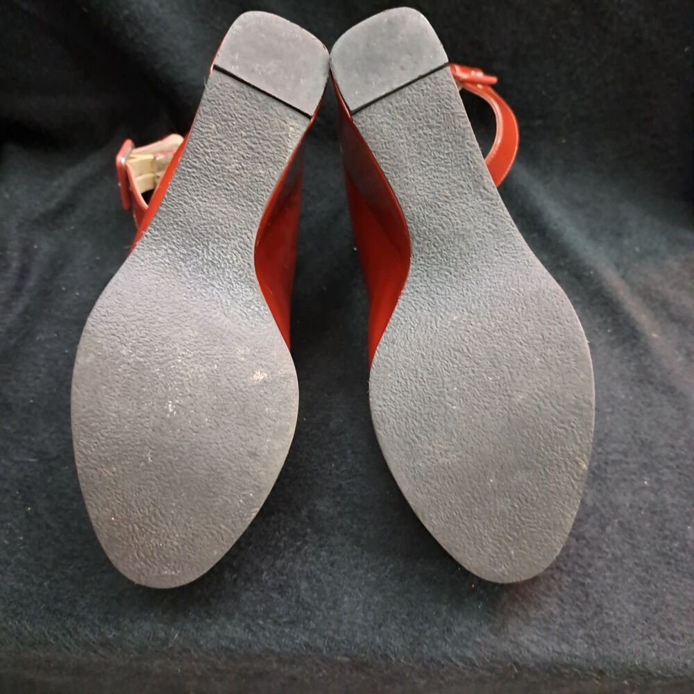 Vintage Robert Clergerie Tulam Red Baby Doll Style Patent Leather Sz 8 B Wedges - Picture 9 of 12